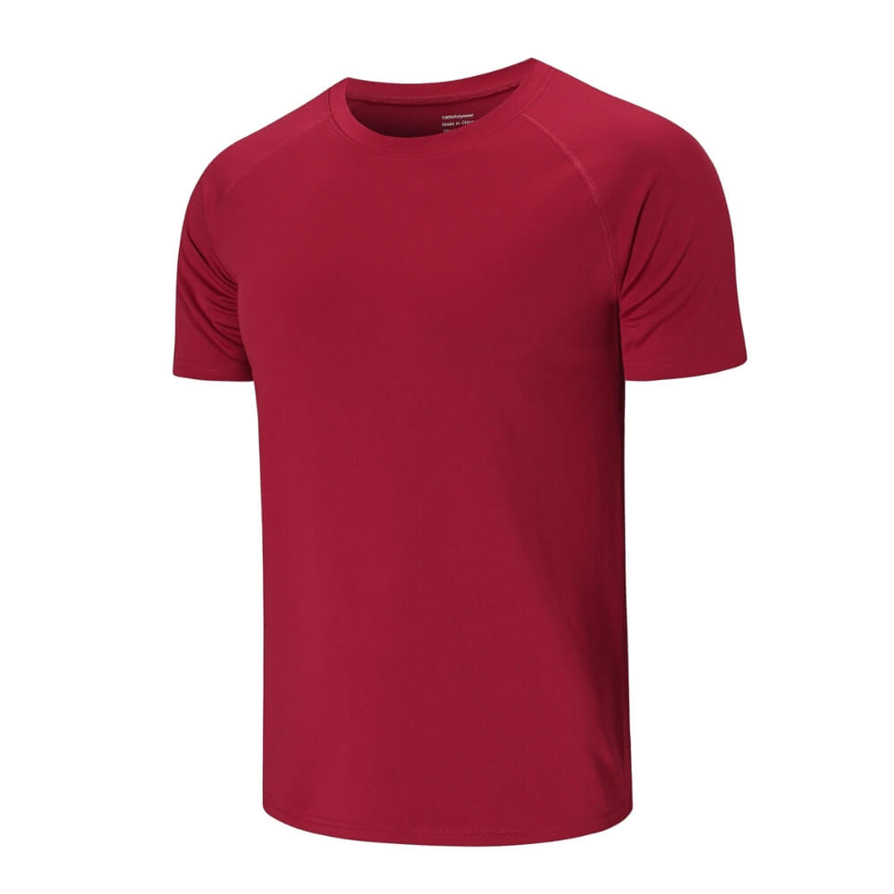 Rotes Sportshirt für Herren, bequemes Material, geeignet für Training und Freizeit.