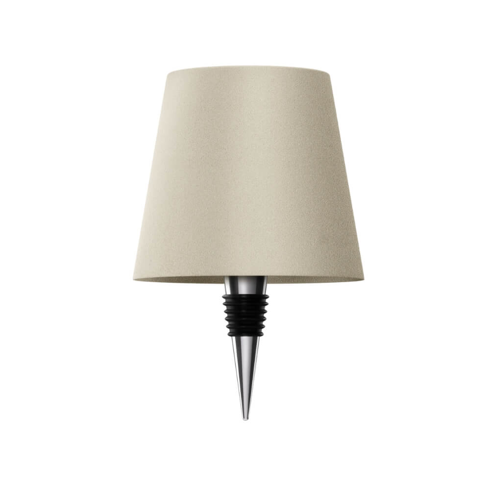 Beige LED-Flaschenlampe mit universellem Flaschenverschluss, USB-C aufladbar und dimmbar für individuelles Design.