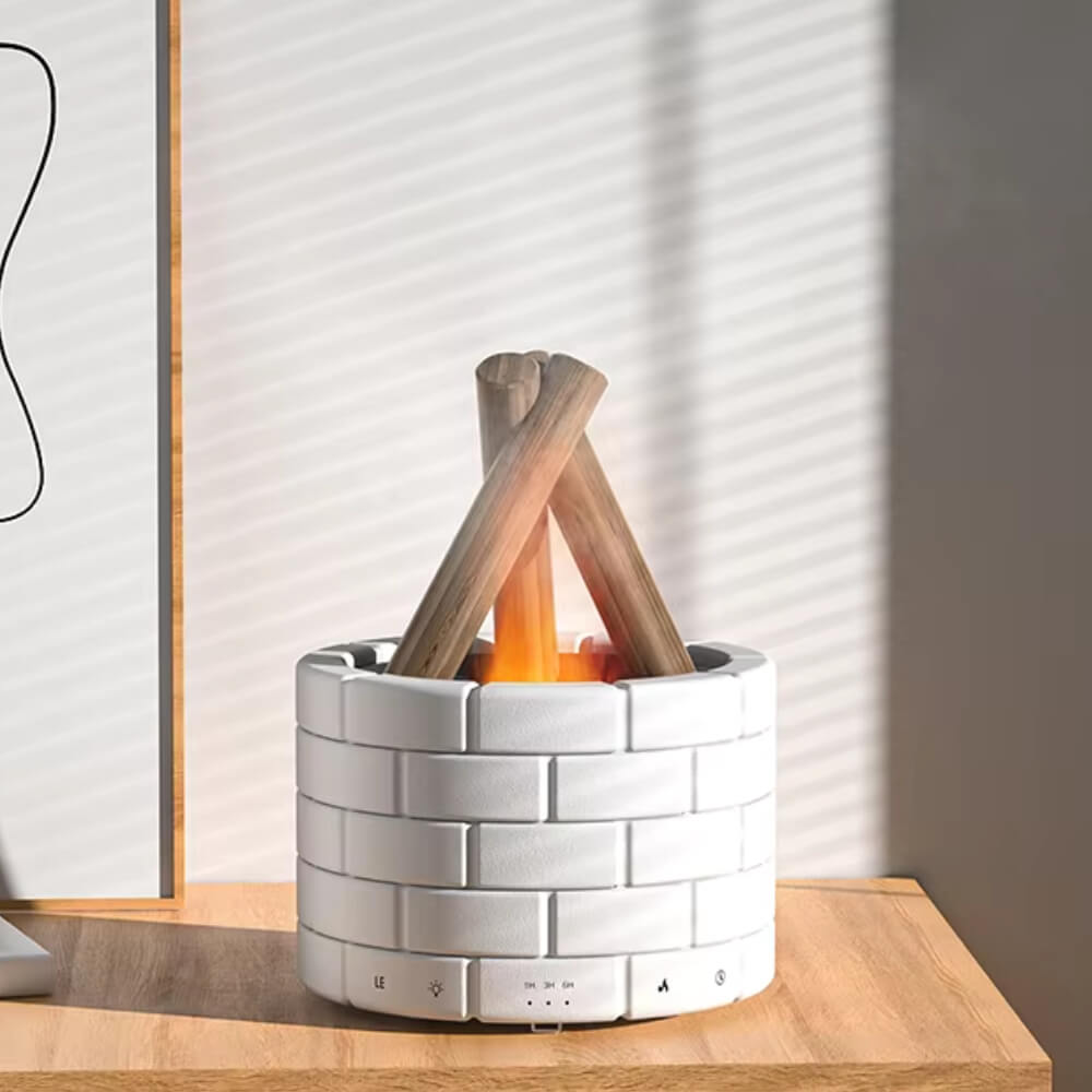 Landorf Illumora Diffuser in Weiß – Elegantes Design mit Flammeneffekt, ideal für eine gemütliche Atmosphäre im Wohnzimmer oder Schlafzimmer.