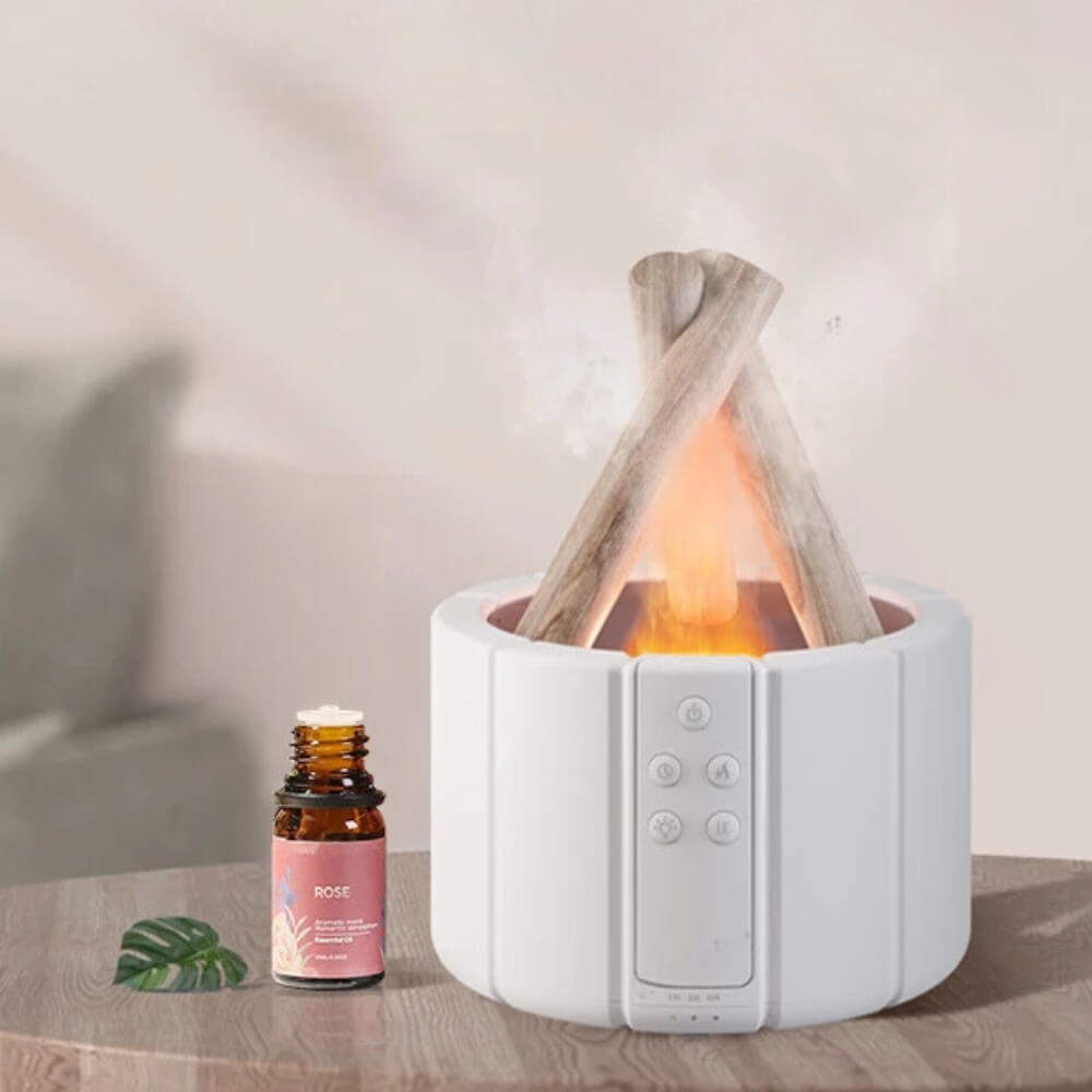 Landorf Illumora Diffuser in Weiß – Aroma-Diffuser mit Flammeneffekt und ätherischem Öl für ein entspannendes Raumambiente.