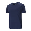 Kurzarm-T-Shirt in Marineblau aus atmungsaktivem Stoff, perfekt für Sport und Freizeit.