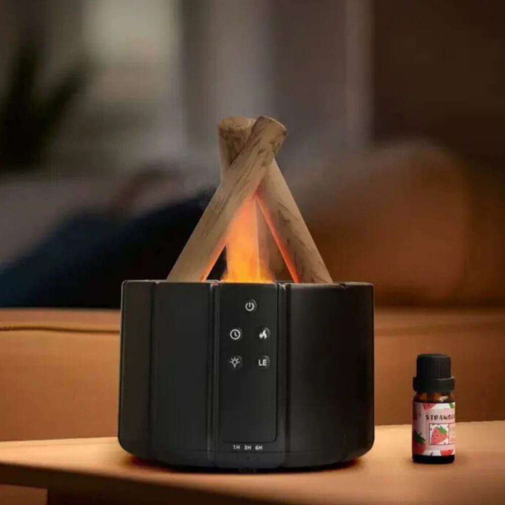 Landorf Illumora Diffuser in Schwarz – Stimmungsvolle Flammen-Optik mit ätherischem Öl-Diffuser. Perfekt für entspannte Abende.