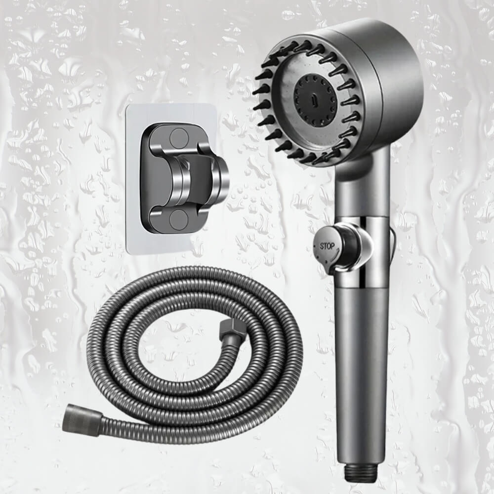 Komplettes Duschset mit Wandhalterung und flexiblem Schlauch – stilvolles und funktionales Design.