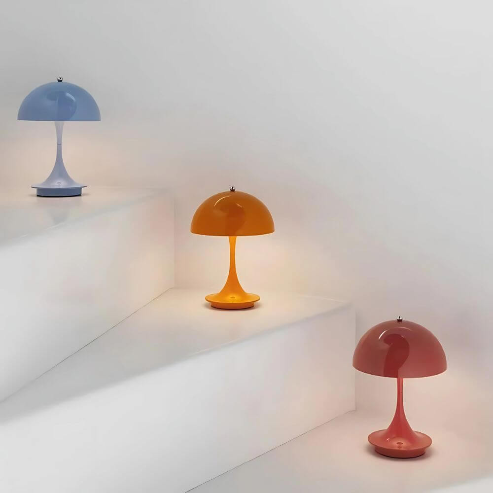 Dimmare LED Tischlampe mit rundem Lampenschirm – USB-Ladung